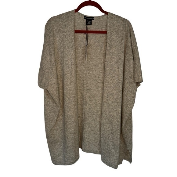 Sofia Cashmere Light Gray Open Front 100% Cashmere Cape Sweater NWT